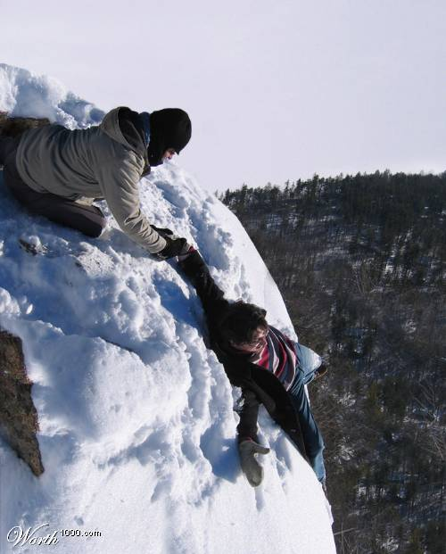 Snow sliding down the hill